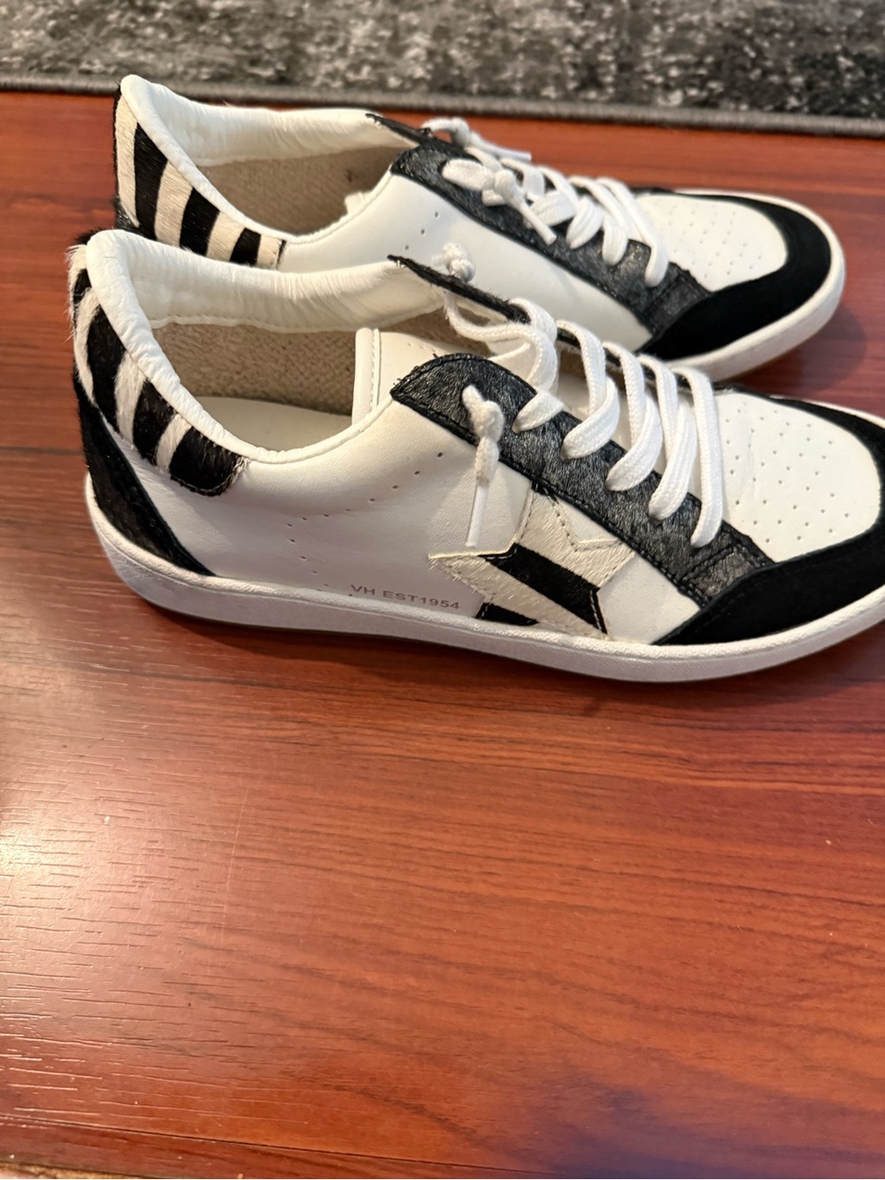 Vintage Havana White and Black Zebra Accent Athletic Sneakers